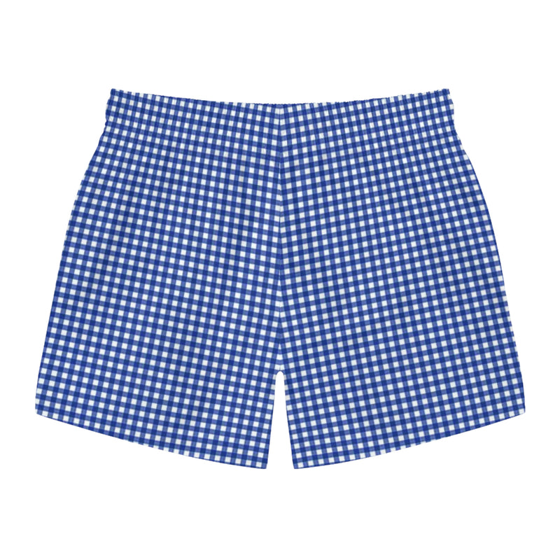 Blue Gingham Swim Trunks
