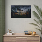 Rolled Poster - 'Linen Hours' Modern House Nightscape Wall Art