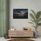 Rolled Poster - 'Linen Hours' Modern House Nightscape Wall Art