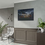 Rolled Poster - 'Linen Hours' Modern House Nightscape Wall Art