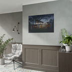 Rolled Poster - 'Linen Hours' Modern House Nightscape Wall Art